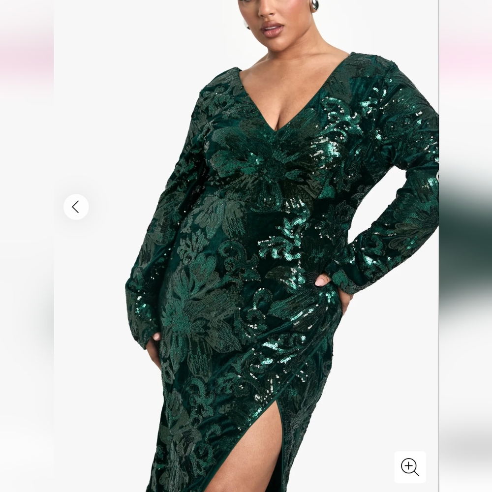 Dark Green Velvet & Sequin Dress